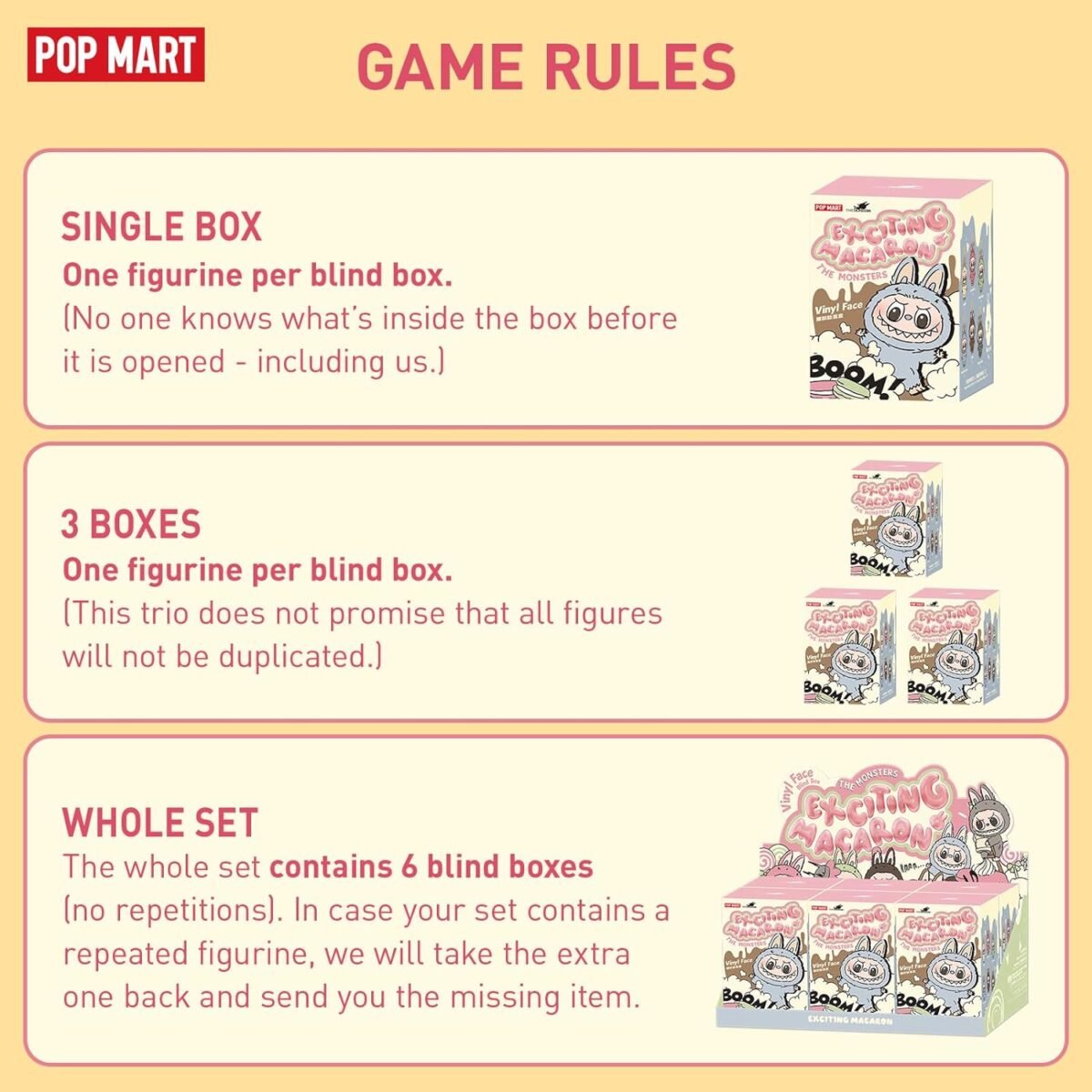 POP MART The Monsters Tasty Macarons Vinyl Face Blind Box Figures, Random Design, Box Toys for Modern Home Decor, Collectible Toy Set for Desk Accessories, 1 Piece - Bild 2